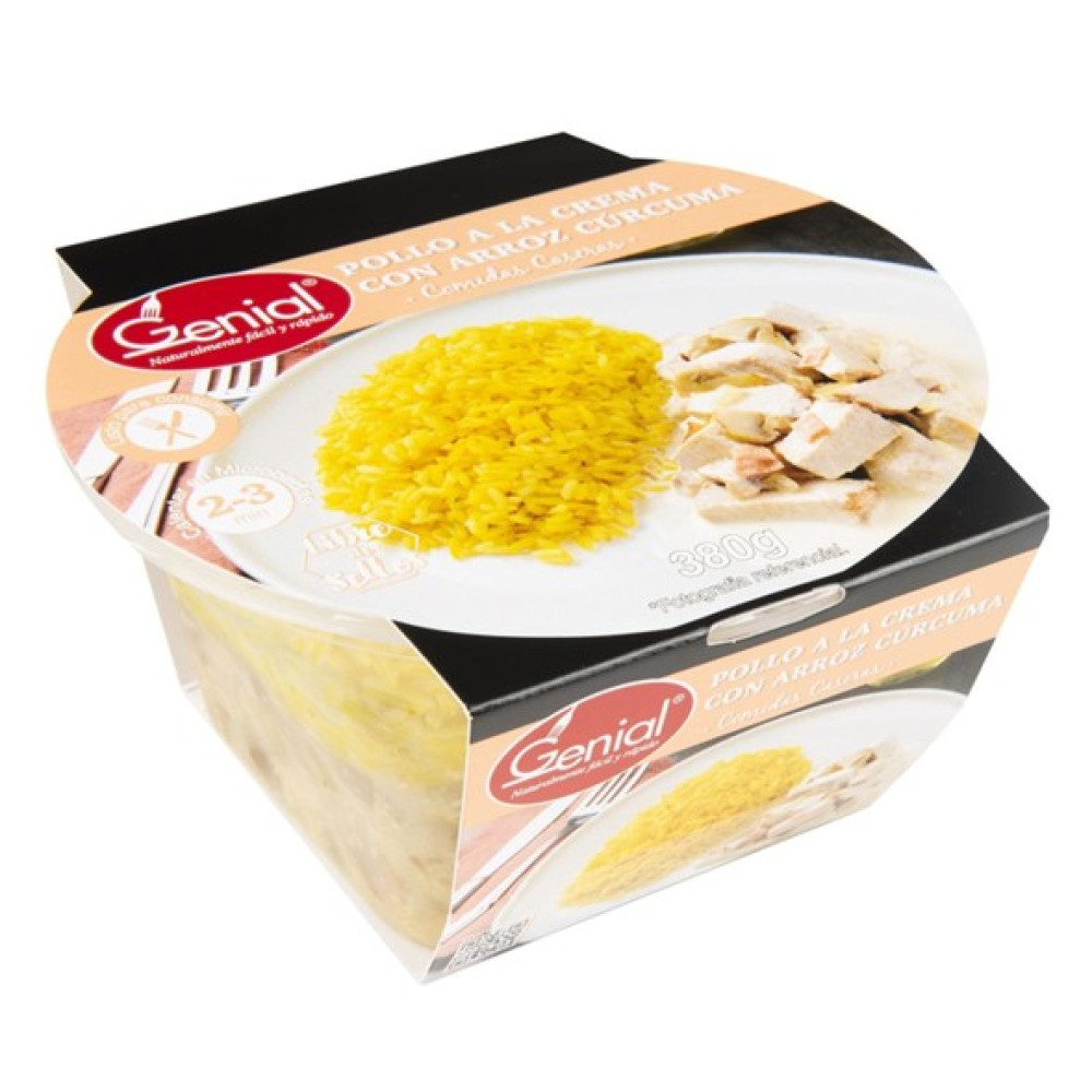 CAJA (5 UN) POLLO A LA CREMA CON ARROZ CURCUMA GENIAL® 380GR